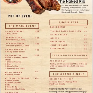 Pop-up event menu