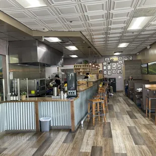 Seating area and kitchen