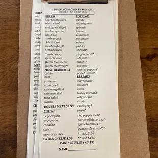 menu