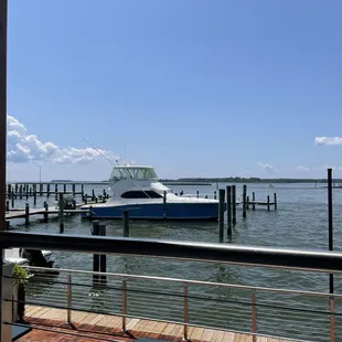 a boat docked at the dock
