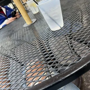 a plastic cup on a table