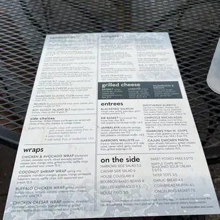 a menu on a table