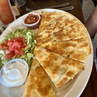 Chicken quesadilla - like all of the toppings