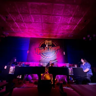 the band playing