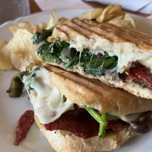 a sandwich and chips