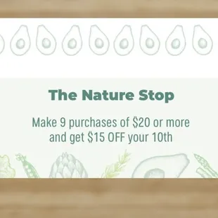 Our loyalty card for our valued customers.