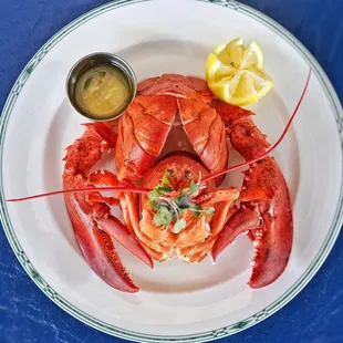 1-1/2 POUND BOILED ~ OR ~ BROILED MAINE LOBSTER, don&apos;t want to crack your own lobstah? Ask us about the Lazy Man&apos;s Lobstah!