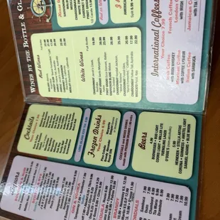 Drink menu