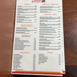 Menu as of 6/18/2022