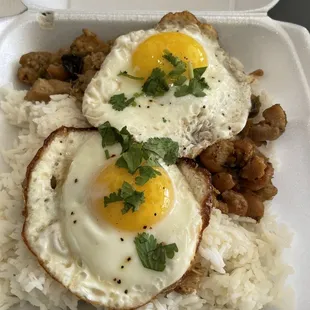 Pad Krapow (Thai Spicy Chicken) on their breakfast menu