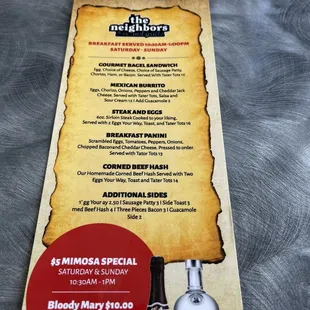 the menu