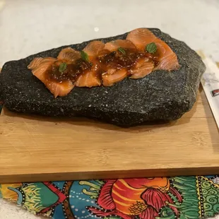 Dry aged sashimi with a spicy sauce
