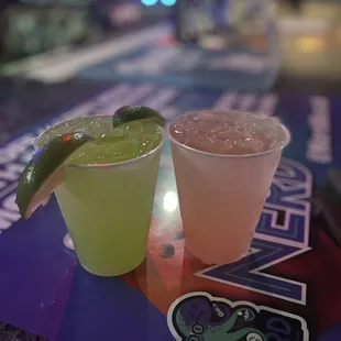 These are two of their specialty drinks, the Kirby and Baby Yoda