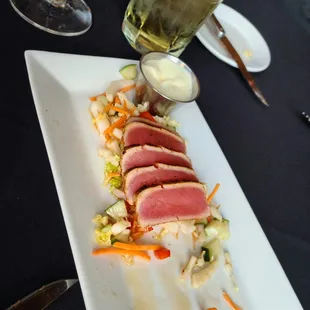 Ahi tuna appetizer from the Chef's Specials menu. So good we dug in before I snapped the photo!