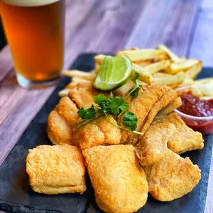 Fish &amp; Chips. Draft Beer