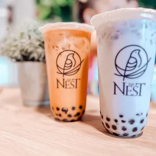 Thai milk tea and taro tea