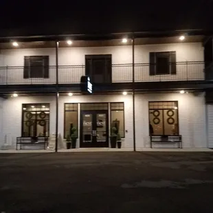 Outside of building painted in black and white