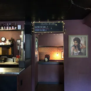 the bar and the kitchen