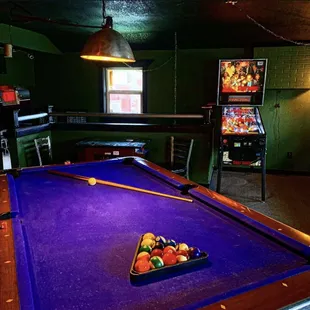 Pool room, pinball, Pac-Man