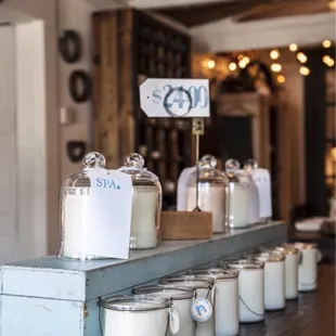 We hand pour all our candles in house. We have 7 signature scents. We wish Yelp had "scratch and sniff"