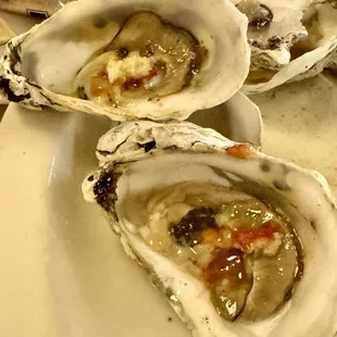 The start of our meal, Oysters  only two left when I decided to take the picture, yummy