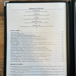 a menu for a restaurant