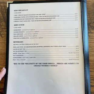 menu