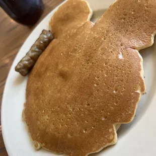 Kids&apos; chocolate chip pancakes. The chips were plentiful, just hiding. :)