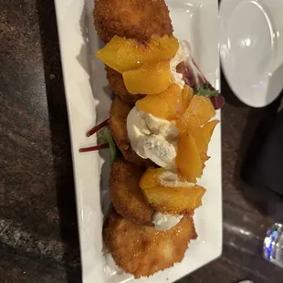 Fried Eggplant with mozzarella and peaches