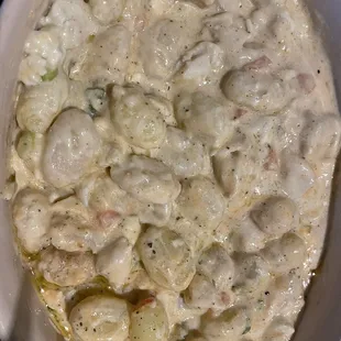 Gnocchi with crab and Gorgonzola sauce