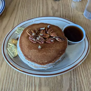 Blue corn pecan pancakes