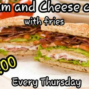 a ham and cheese club with free $ 100 every thursday