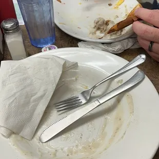 Empty plates because we were so hungry and it was delicious.