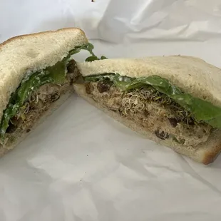 Chicken salad with walnuts sandwich