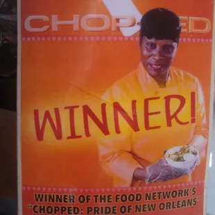 Chopped winner selling soup in 84 degree humid weather.