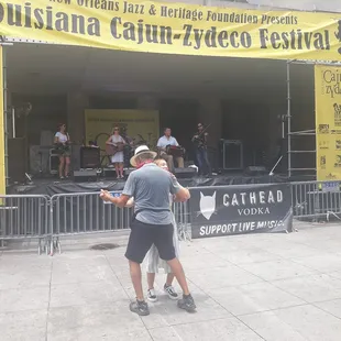 Dancing to the music