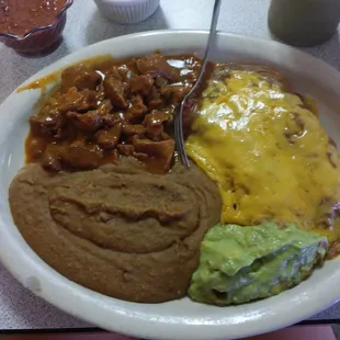 Carne guisada &amp; beef enchiladas with guacamole