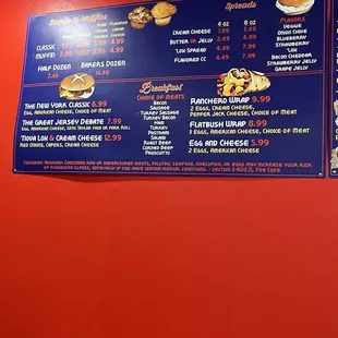 Breakfast options and menu