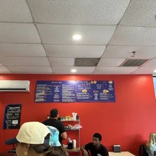 Inside, menu on the wall