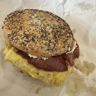 The Great Jersey Debate with cream cheese, egg and Taylor ham is a 10/10