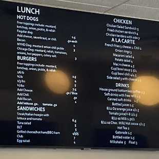 Lunch menu