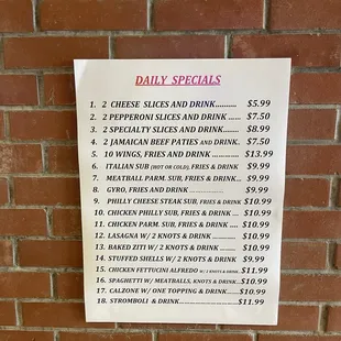 Daily Specials