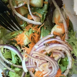 The salad once chicken is removed