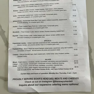 menu