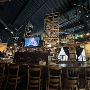 Inside decor with boat as the bar