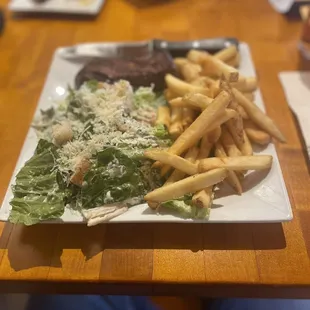 Top sirloin with ceasar and fries.