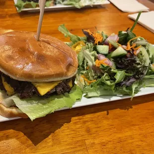 Cheese burger and house salad