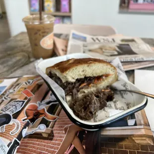 The Tribune and the WSJ with an iced vanilla latte!