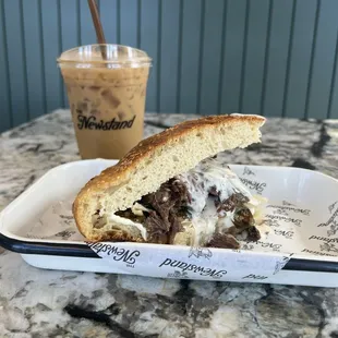 The Inquirer and Iced vanilla Latte with Almond Milk.