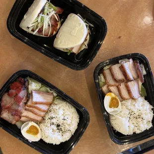 BBQ pork and Roasted Pork belly rice or bao